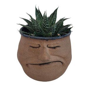 Gretchen Larson "people pot" vintage face anthropomorphic flower pot signed